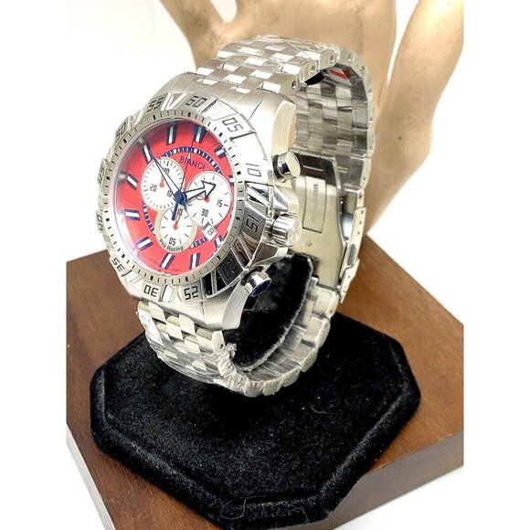 Roberto Bianci Men's Watch 7060M Red Dial Swiss Quartz Chronograph Steel 48mm - Picture 2 of 15